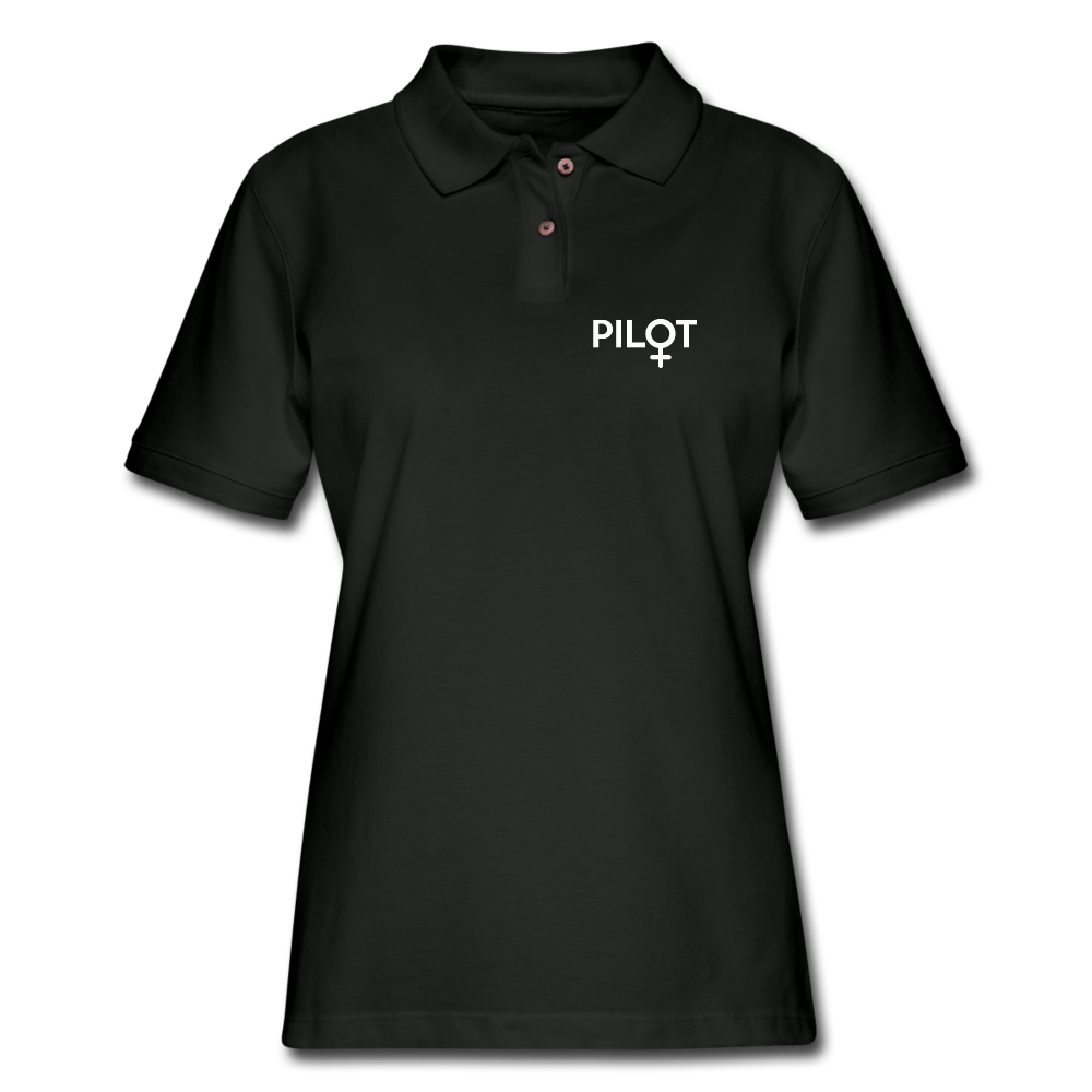 Pilot - Female - White - Women's Pique Polo Shirt - black