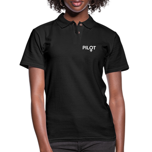 Pilot - Female - White - Women's Pique Polo Shirt - black