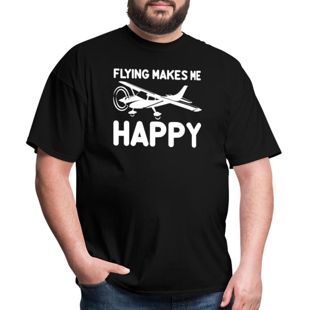 Flying Makes Me Happy - White - v2 - Unisex Classic T-Shirt - black