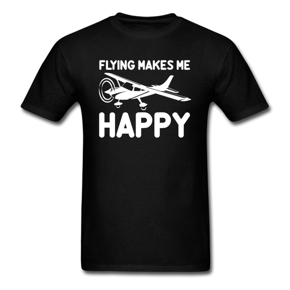 Flying Makes Me Happy - White - v2 - Unisex Classic T-Shirt - black