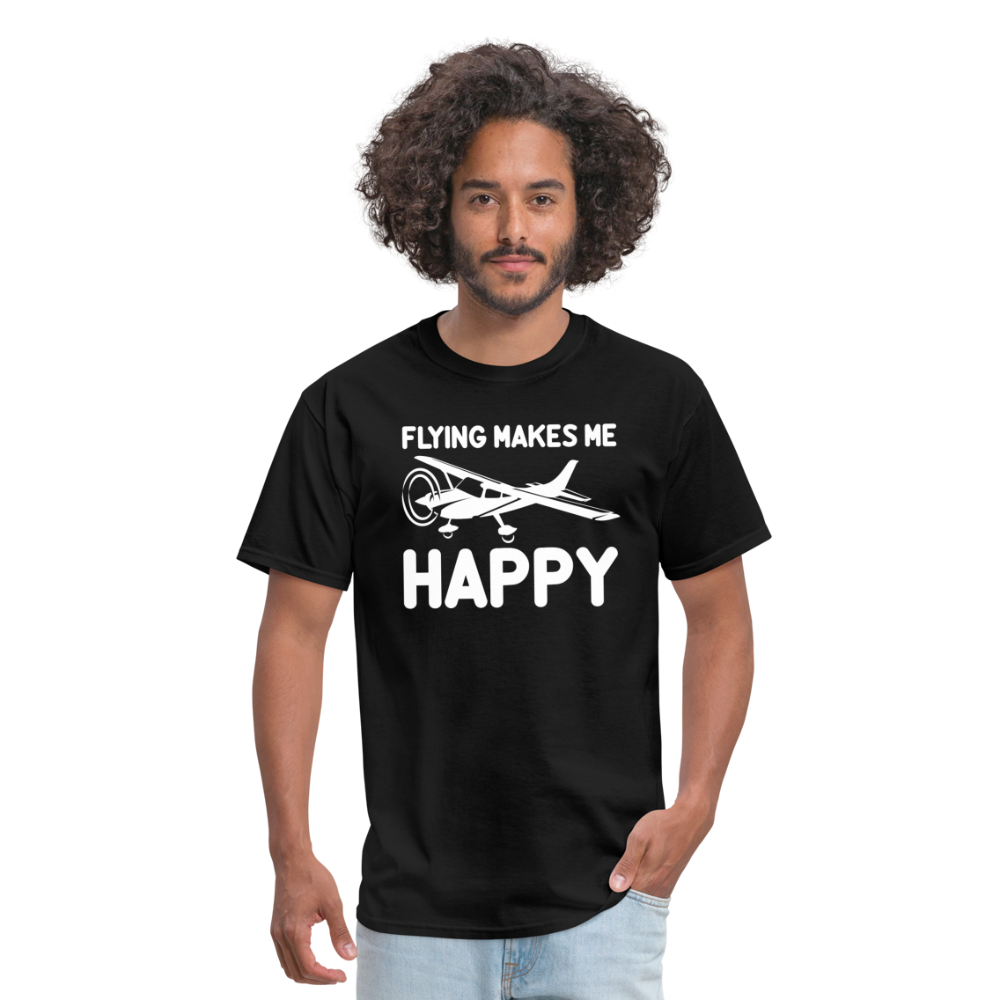 Flying Makes Me Happy - White - v2 - Unisex Classic T-Shirt - black