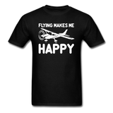 Flying Makes Me Happy - White - v2 - Unisex Classic T-Shirt - black