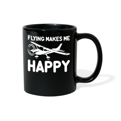 Flying Makes Me Happy - White - v2 - Full Color Mug - black