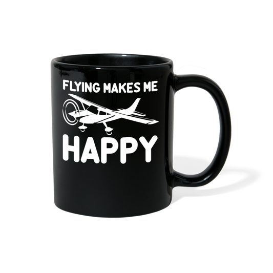 Flying Makes Me Happy - White - v2 - Full Color Mug - black