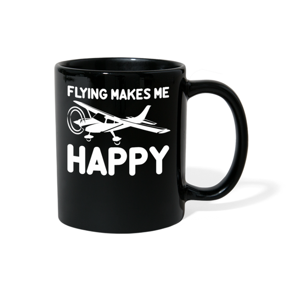 Flying Makes Me Happy - White - v2 - Full Color Mug - black