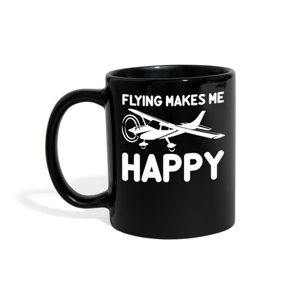 Flying Makes Me Happy - White - v2 - Full Color Mug - black