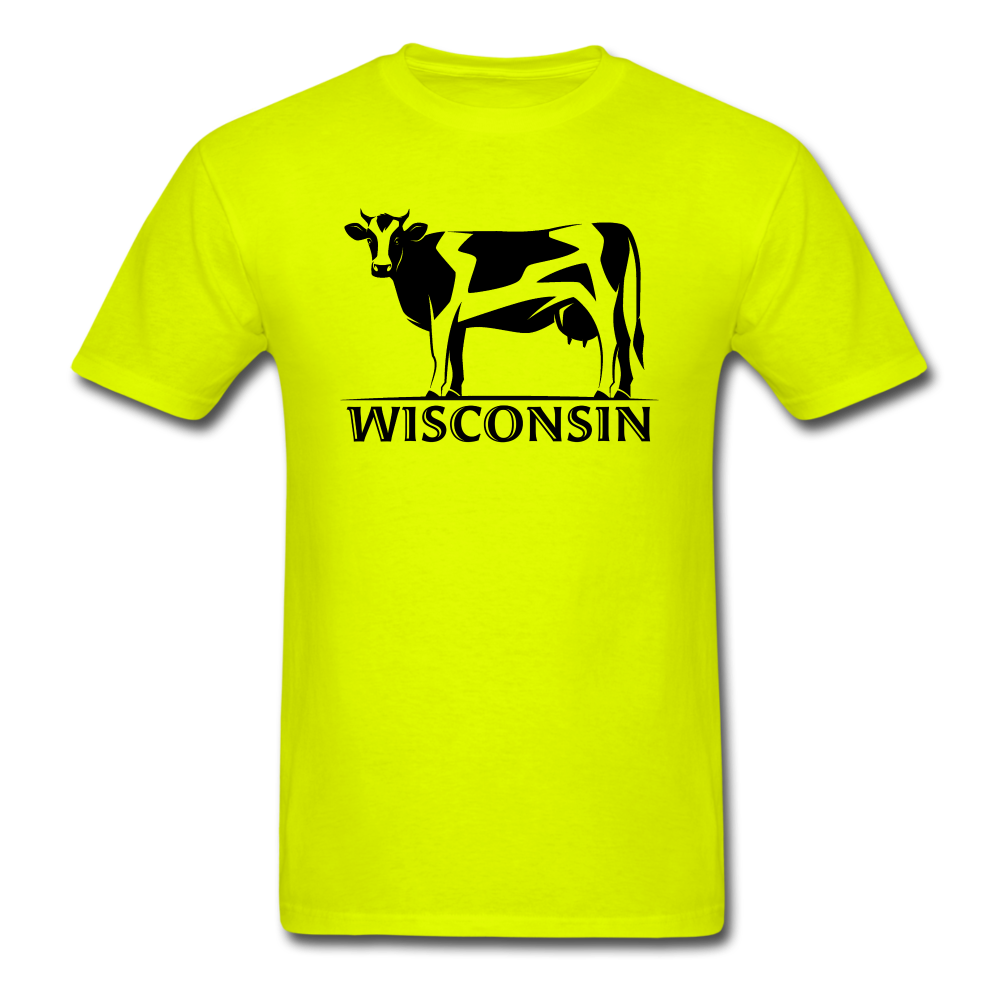 Wisconsin - Cow - Black - Unisex Classic T-Shirt - safety green