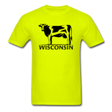 Wisconsin - Cow - Black - Unisex Classic T-Shirt - safety green