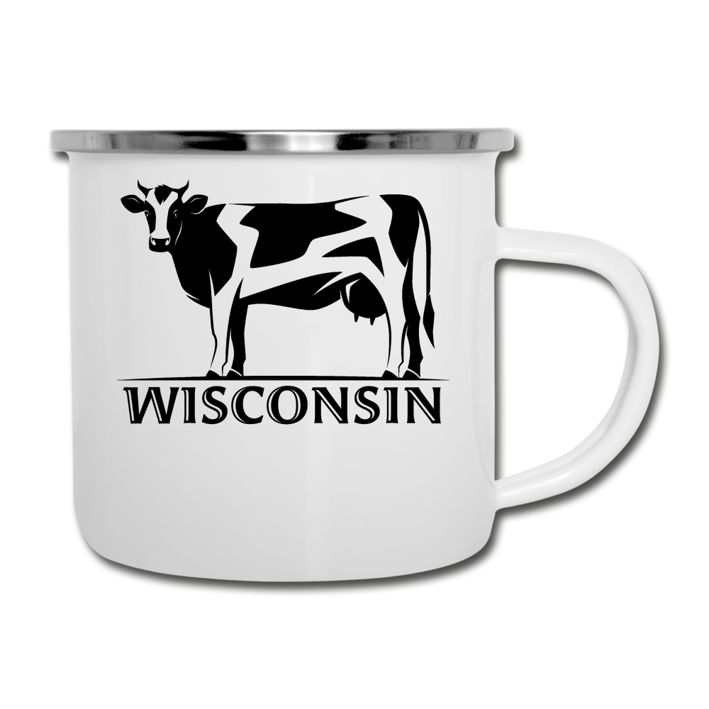 Wisconsin - Cow - Black - Camper Mug - white