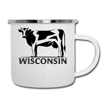 Wisconsin - Cow - Black - Camper Mug - white