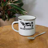Wisconsin - Cow - Black - Camper Mug - white