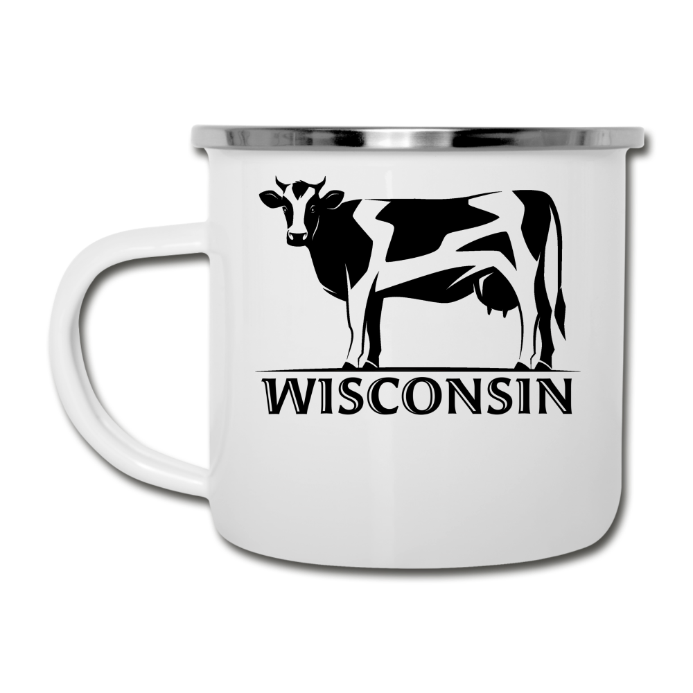 Wisconsin - Cow - Black - Camper Mug - white