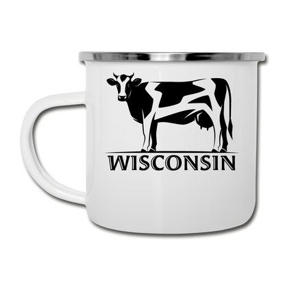 Wisconsin - Cow - Black - Camper Mug - white