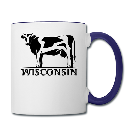 Wisconsin - Cow - Black - Contrast Coffee Mug - white/cobalt blue