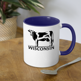 Wisconsin - Cow - Black - Contrast Coffee Mug - white/cobalt blue