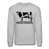 Wisconsin - Cow - Black - Crewneck Sweatshirt - heather gray