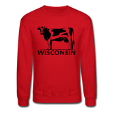 Wisconsin - Cow - Black - Crewneck Sweatshirt - red