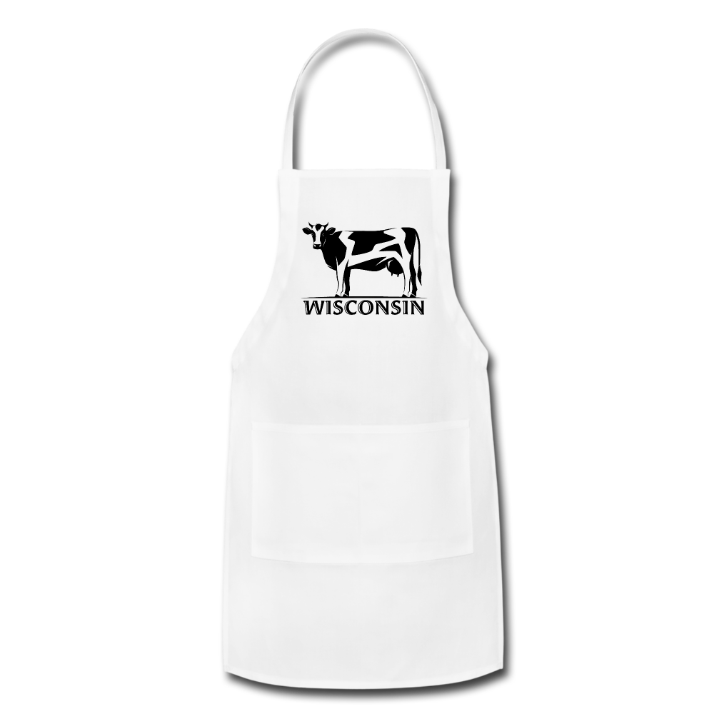 Wisconsin - Cow - Black - Adjustable Apron - white