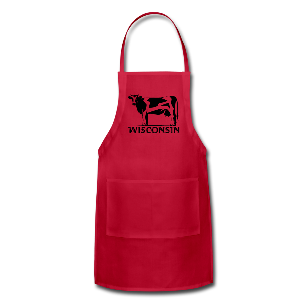 Wisconsin - Cow - Black - Adjustable Apron - red