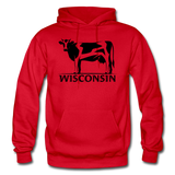 Wisconsin - Cow - Black - Gildan Heavy Blend Adult Hoodie - red