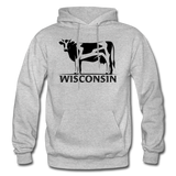 Wisconsin - Cow - Black - Gildan Heavy Blend Adult Hoodie - heather gray