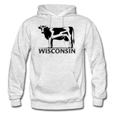 Wisconsin - Cow - Black - Gildan Heavy Blend Adult Hoodie - light heather gray