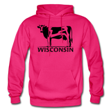 Wisconsin - Cow - Black - Gildan Heavy Blend Adult Hoodie - fuchsia