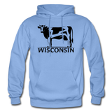 Wisconsin - Cow - Black - Gildan Heavy Blend Adult Hoodie - carolina blue