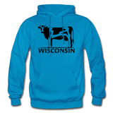 Wisconsin - Cow - Black - Gildan Heavy Blend Adult Hoodie - turquoise