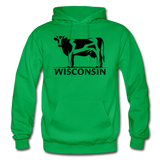 Wisconsin - Cow - Black - Gildan Heavy Blend Adult Hoodie - kelly green