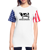 Wisconsin - Cow - Black - Adult Stars & Stripes T-Shirt - white