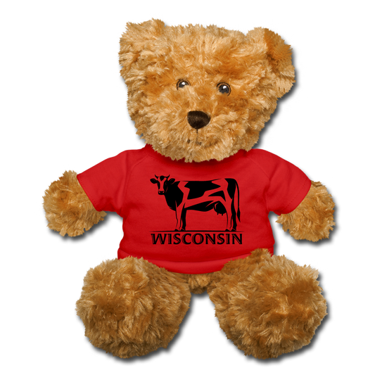 Wisconsin - Cow - Black - Teddy Bear - red