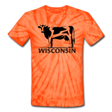 Wisconsin - Cow - Black - Unisex Tie Dye T-Shirt - spider orange