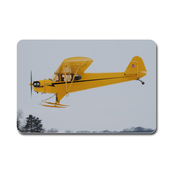 Yellow Cub On Skis - Flying - Rectangle Magnet - white