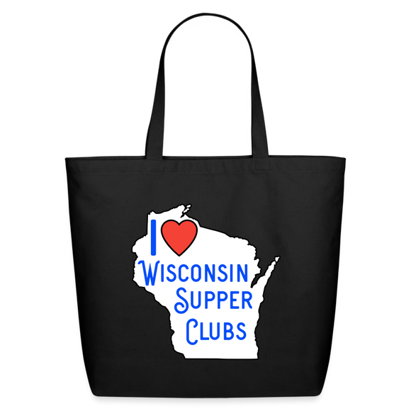 I Love Wisconsin Supper Clubs - Eco-Friendly Cotton Tote - black