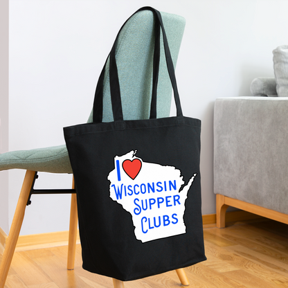 I Love Wisconsin Supper Clubs - Eco-Friendly Cotton Tote - black