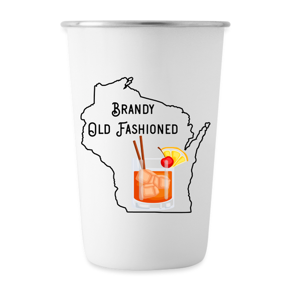 Wisconsin Brandy Old Fashioned - Stainless Steel Pint Cup - white