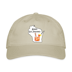 Wisconsin Brandy Old Fashioned - Organic Baseball Cap - khaki