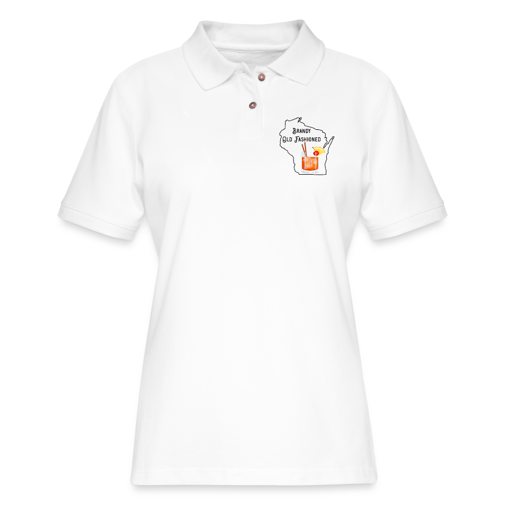 Wisconsin Brandy Old Fashioned - Women's Pique Polo Shirt - white