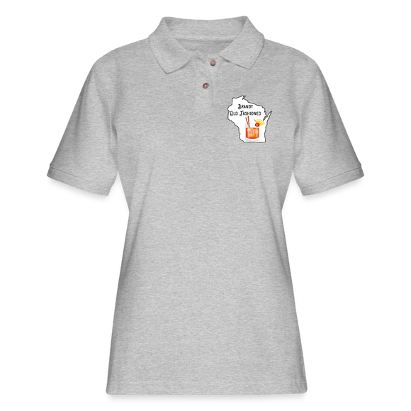 Wisconsin Brandy Old Fashioned - Women's Pique Polo Shirt - heather gray