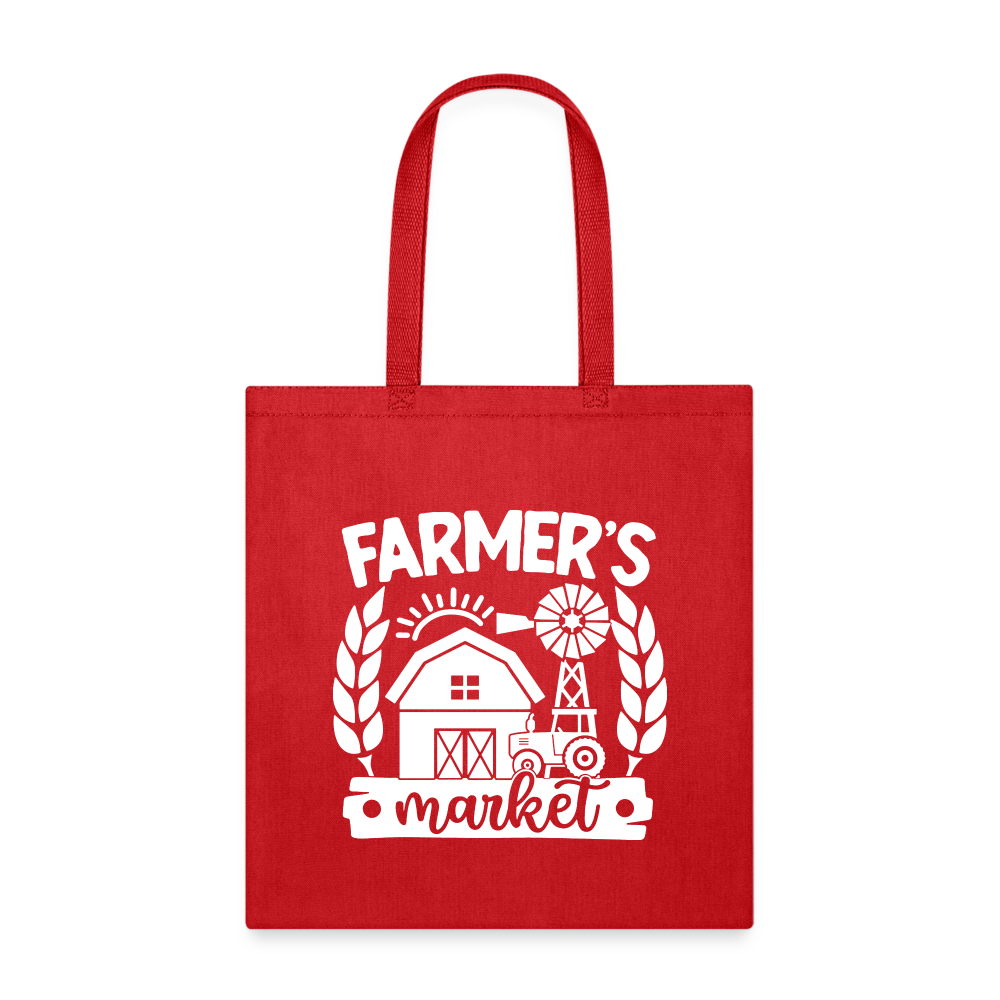 Farmer's Market - Barn - White - Tote Bag - red