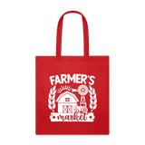 Farmer's Market - Barn - White - Tote Bag - red