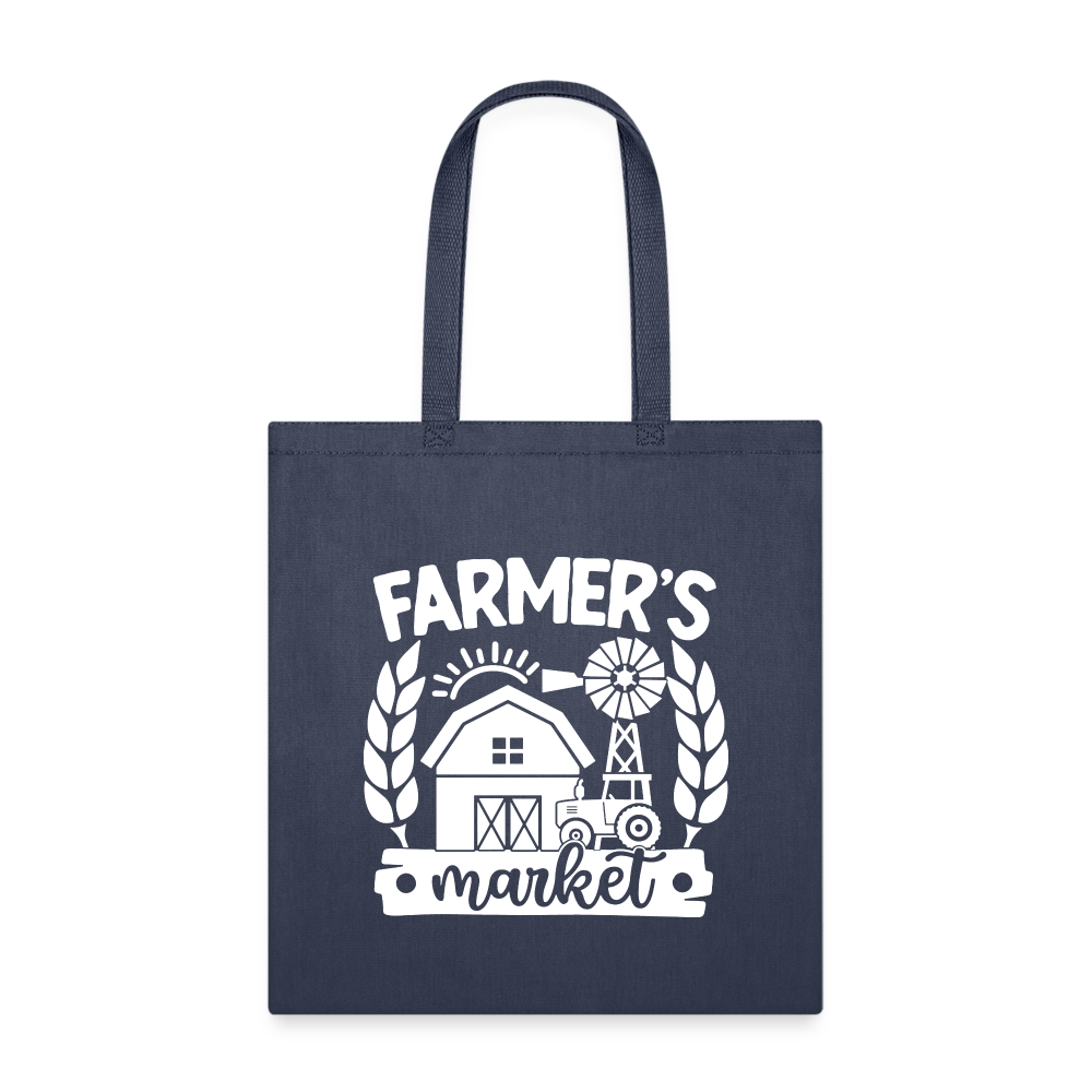 Farmer's Market - Barn - White - Tote Bag - navy