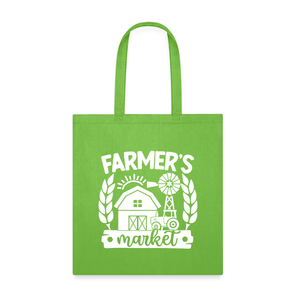 Farmer's Market - Barn - White - Tote Bag - lime green