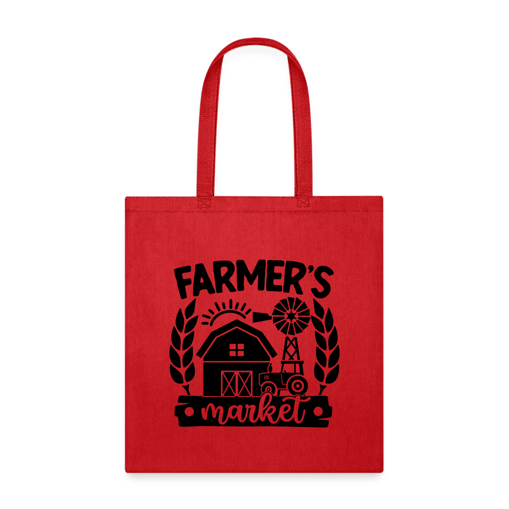 Farmer's Market - Barn - Black - Tote Bag - red