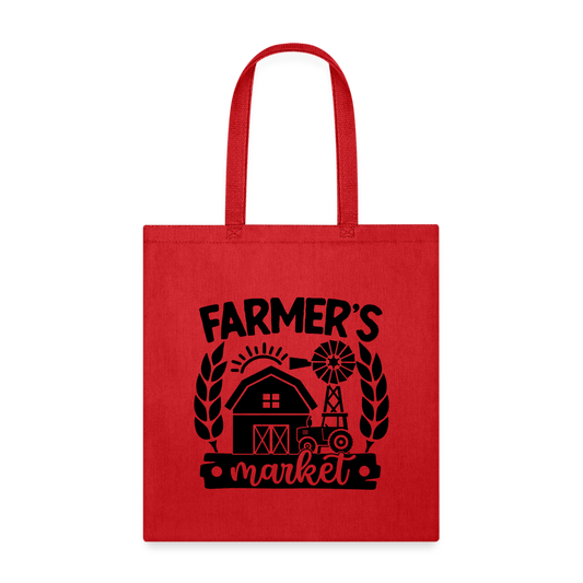 Farmer's Market - Barn - Black - Tote Bag - red