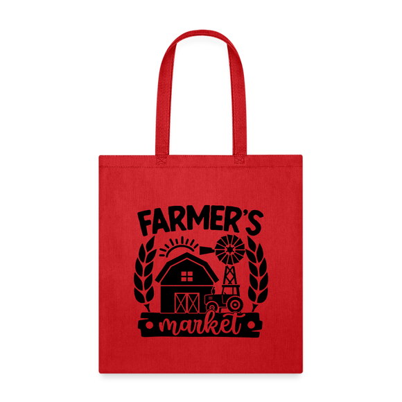 Farmer's Market - Barn - Black - Tote Bag - red