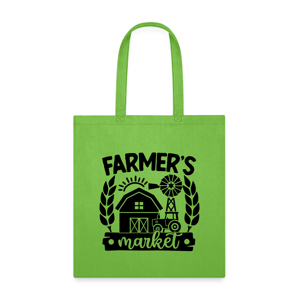 Farmer's Market - Barn - Black - Tote Bag - lime green