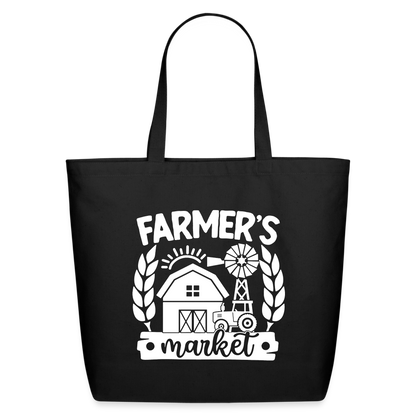 Farmer's Market - Barn - White - Eco-Friendly Cotton Tote - black