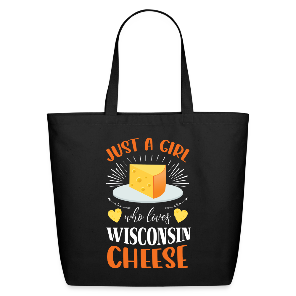 Just A Girl Who Loves Wisconsin Cheese - Eco-Friendly Cotton Tote - black